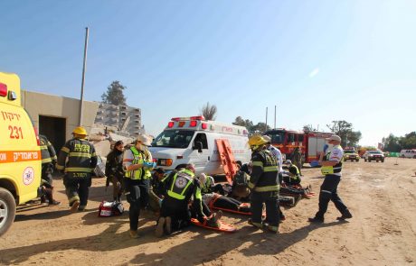 כוחות מד"א תרגלו תרחיש רעידת אדמה וקריסת מבנים
